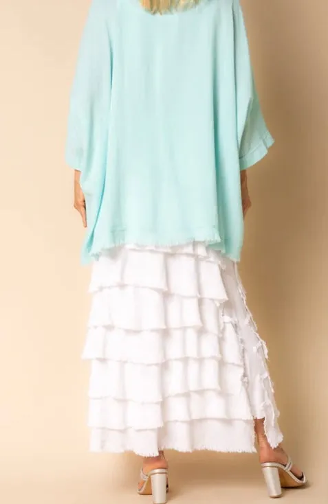 Julie Linen Skirt In Pink Black White Gum Leaf By Imagine Fashion