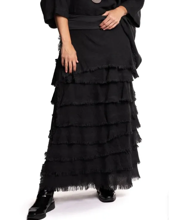 Julie Linen Skirt In Pink Black White Gum Leaf By Imagine Fashion