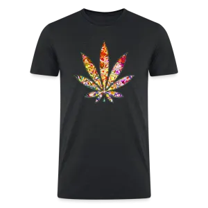 Kaleidoscope Red Leaf: Organic Tri-Blend Multicolor Cannabis Tee