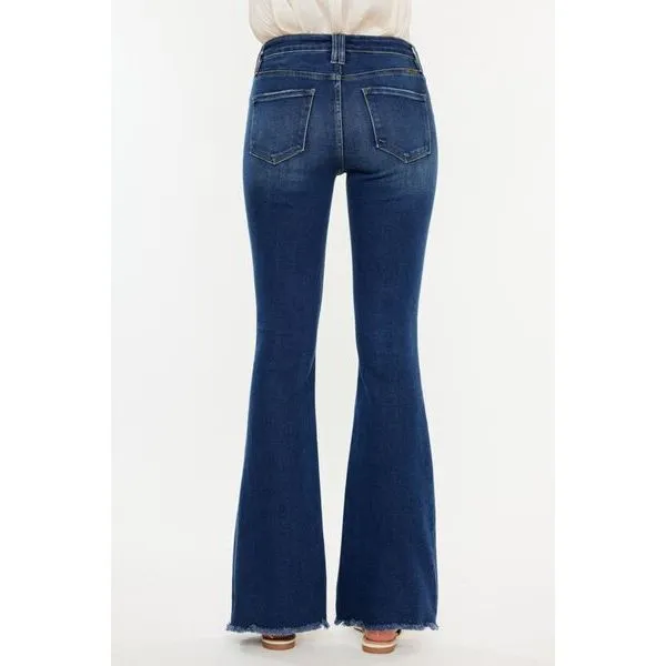 Kancan Cat's Whiskers Raw Hem Flare Jeans