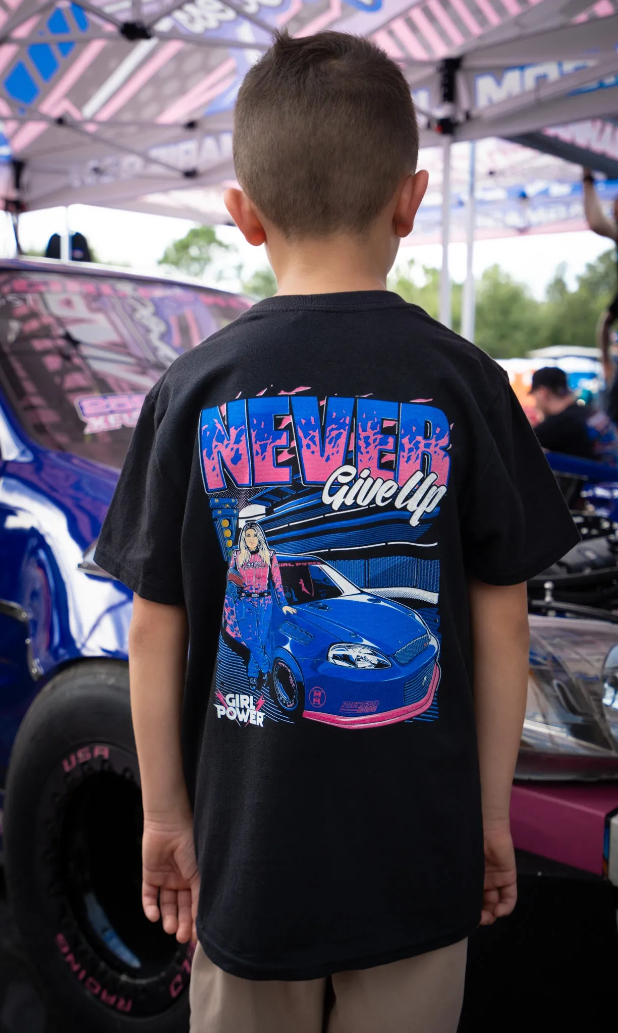 KIDS YOUTH Never give up Civic Cartoon T-Shirt