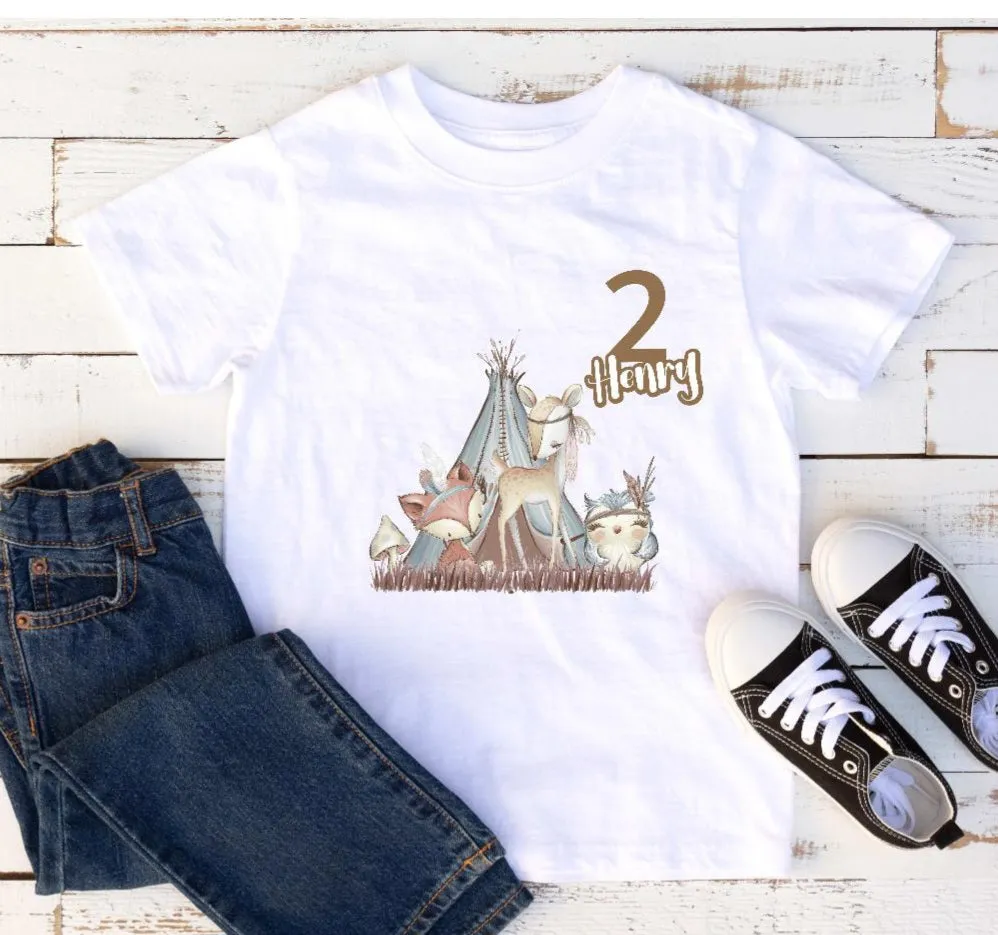 Kinder T-Shirt Geburtstag Waldtiere Zahlenshirt personalisiert