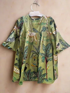 Klingaru Frock - Pista Green Jungle Dress