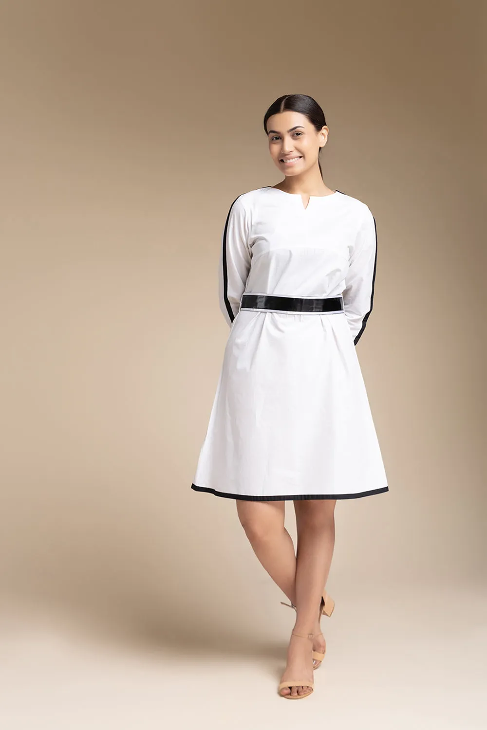 Knee Length Dress - White