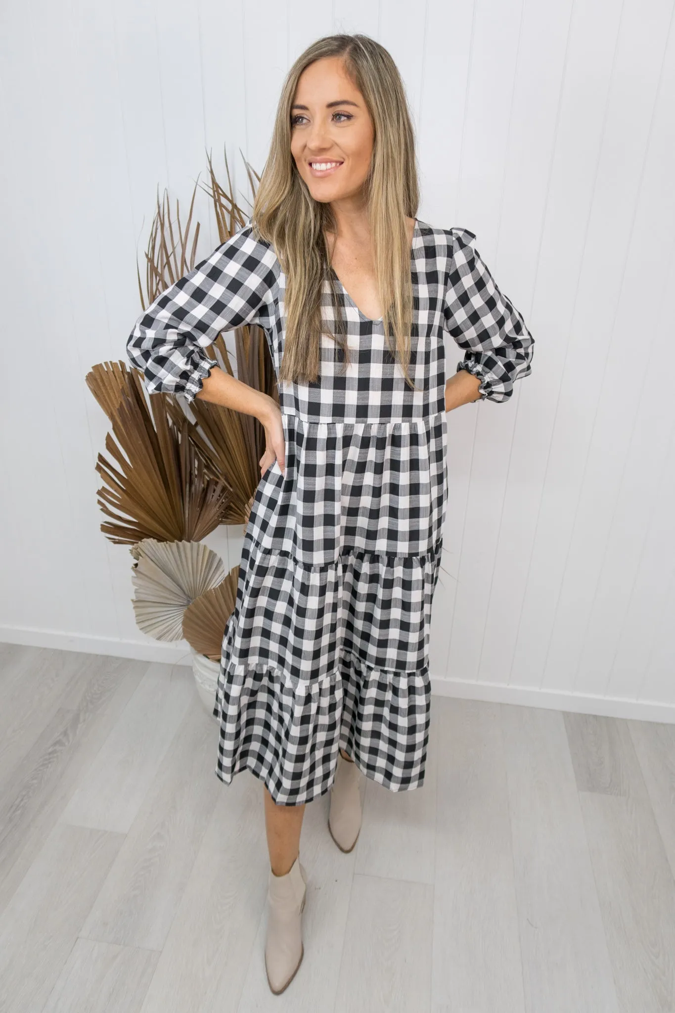 Kovi Dress- Gingham black/white