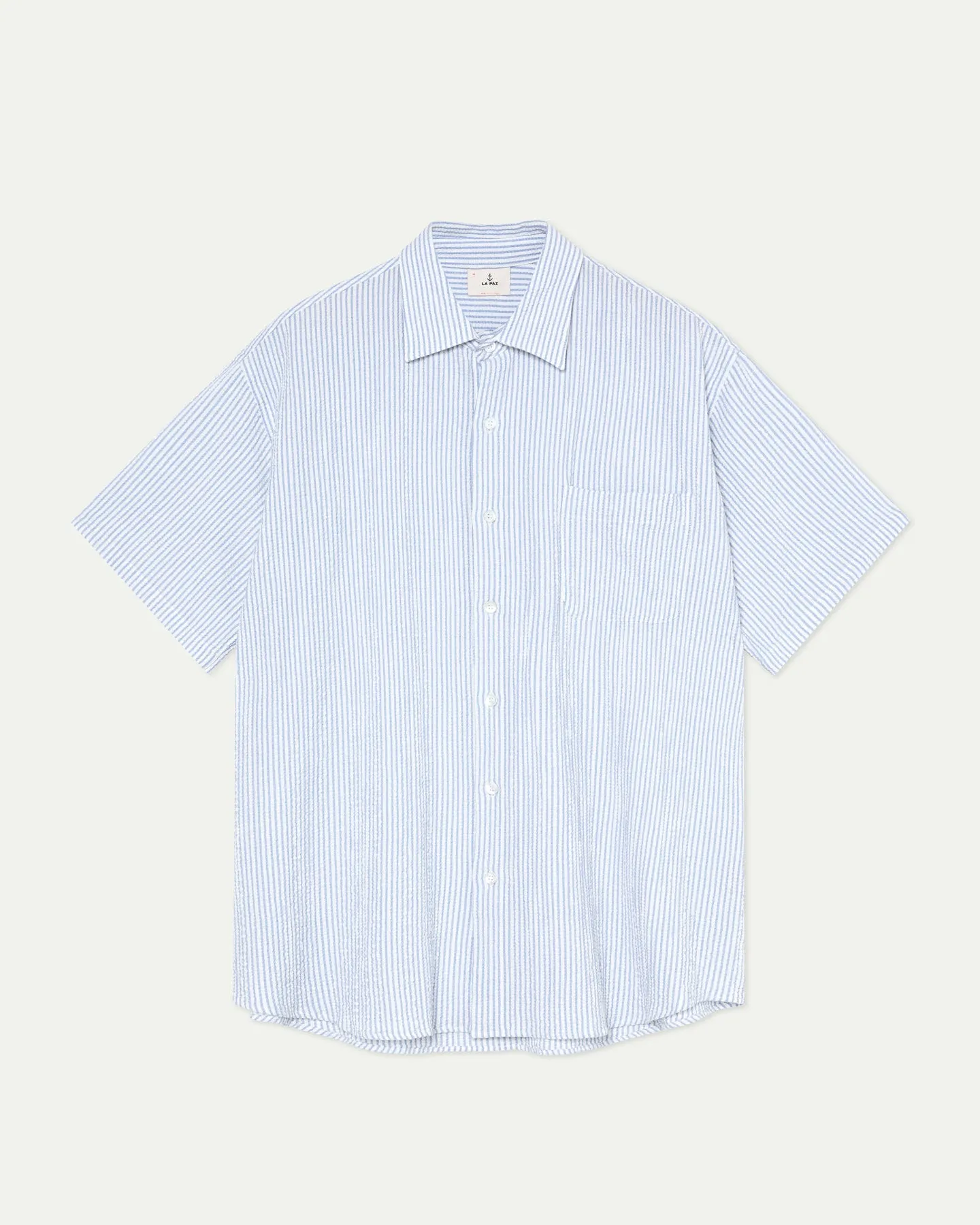 La Paz - Roque Grandpa Baggy Shirt - Azure Stripes