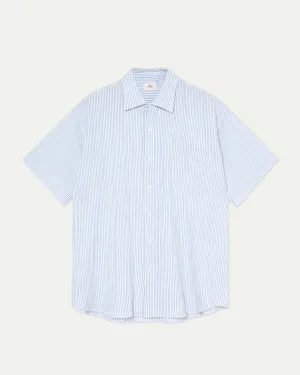La Paz - Roque Grandpa Baggy Shirt - Azure Stripes