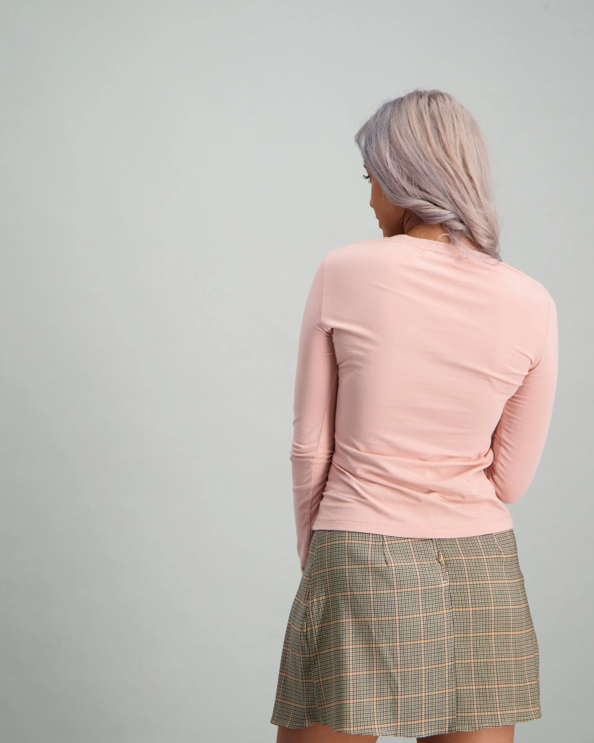 Ladies Long Sleeve Basic T-Shirt - Blush