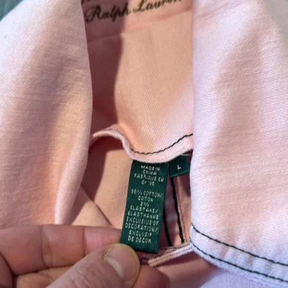 Lauren Jeans Ralph Lauren Light Pink Jacket with Belt, Denim, Size L