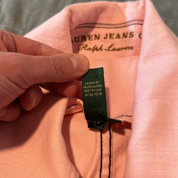 Lauren Jeans Ralph Lauren Light Pink Jacket with Belt, Denim, Size L