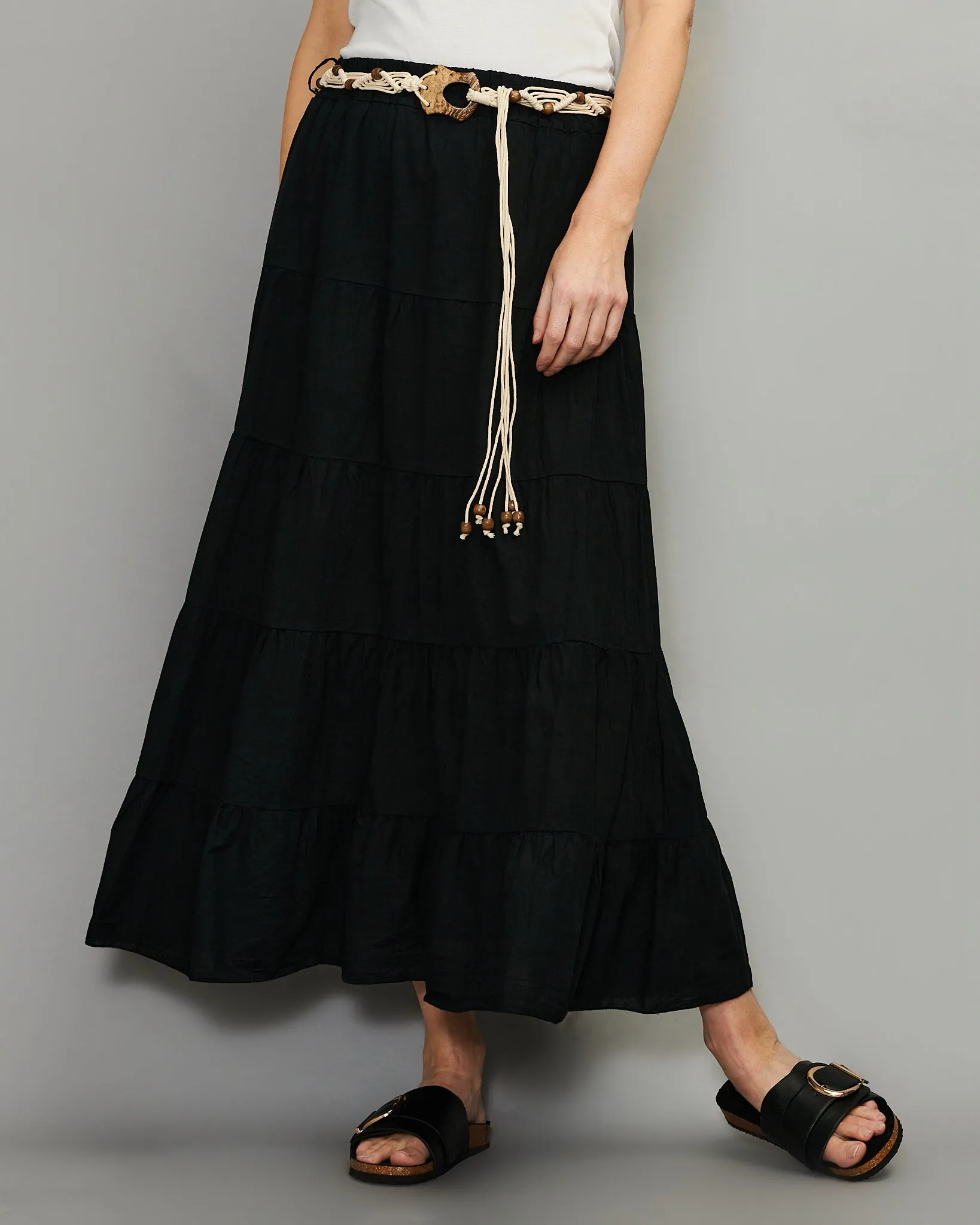 Layered Cotton Belt Skirt