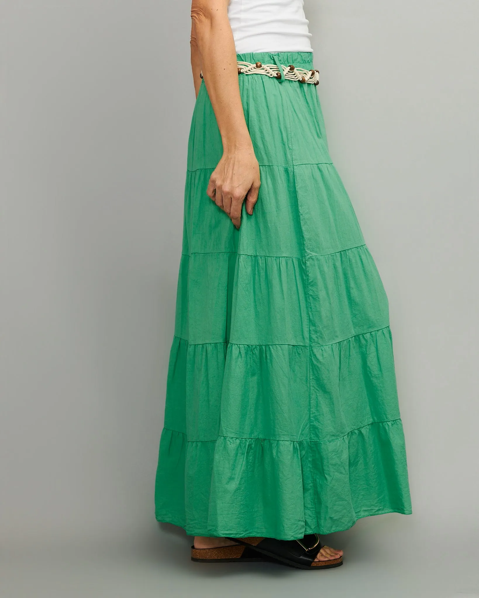 Layered Cotton Belt Skirt