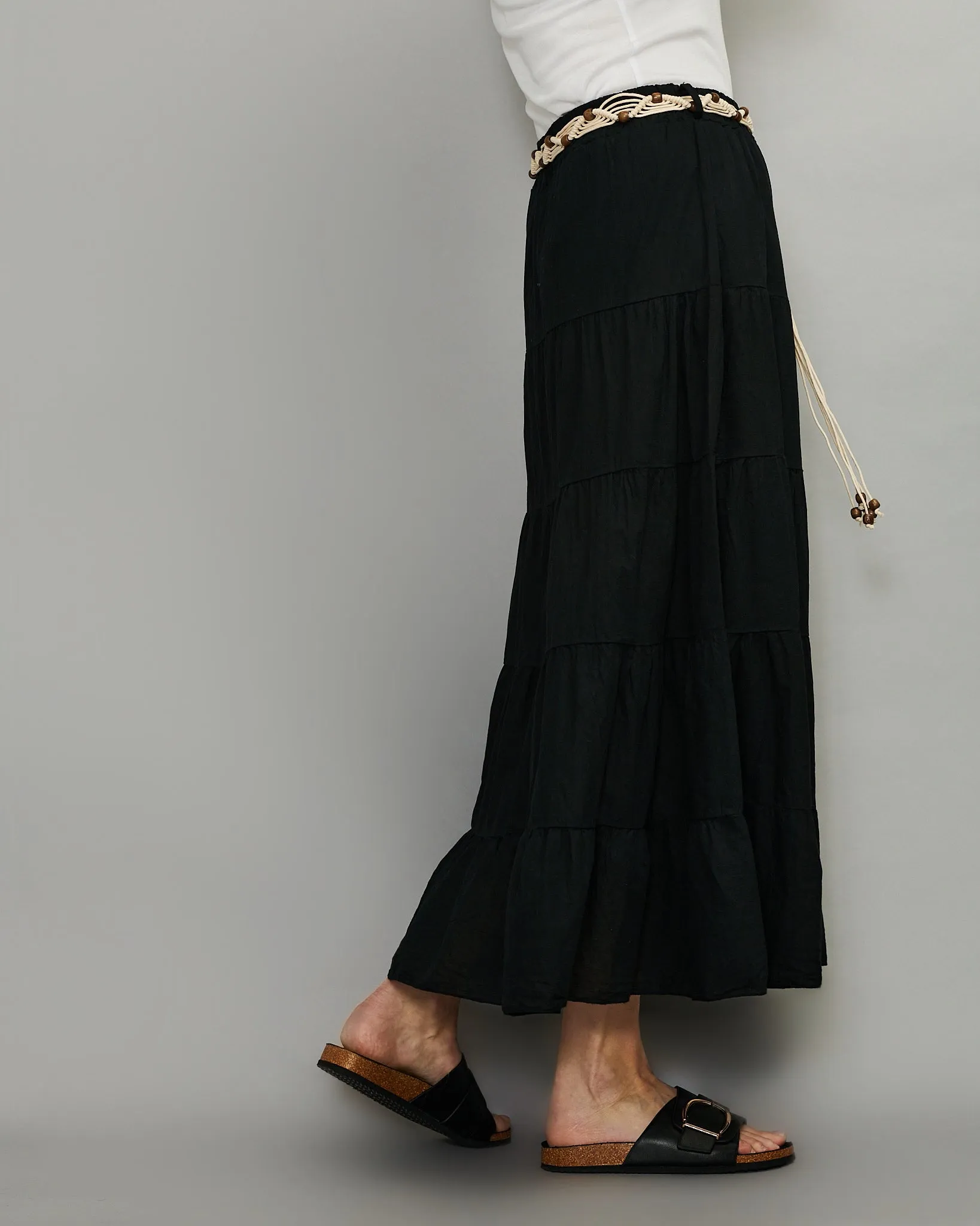 Layered Cotton Belt Skirt