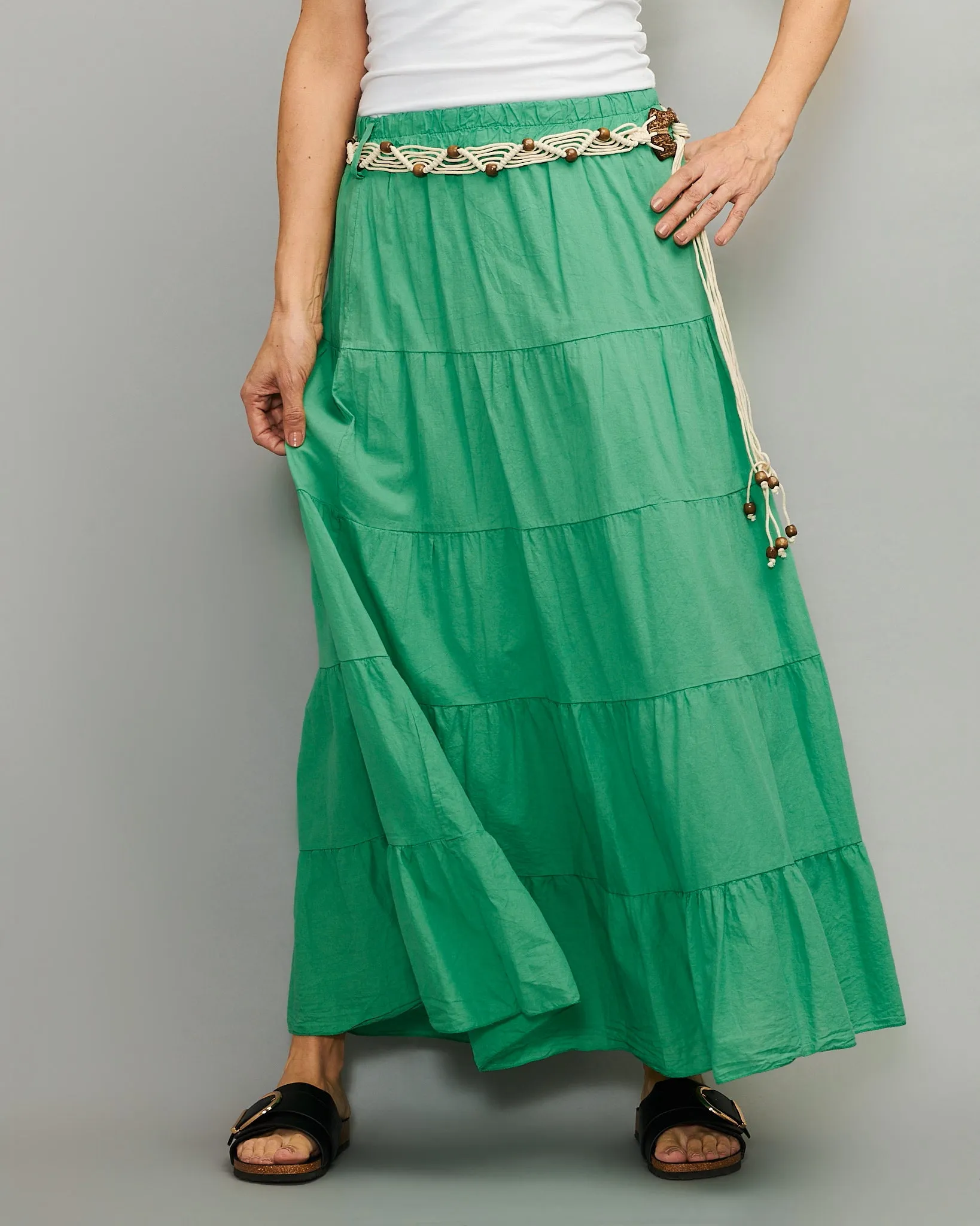 Layered Cotton Belt Skirt