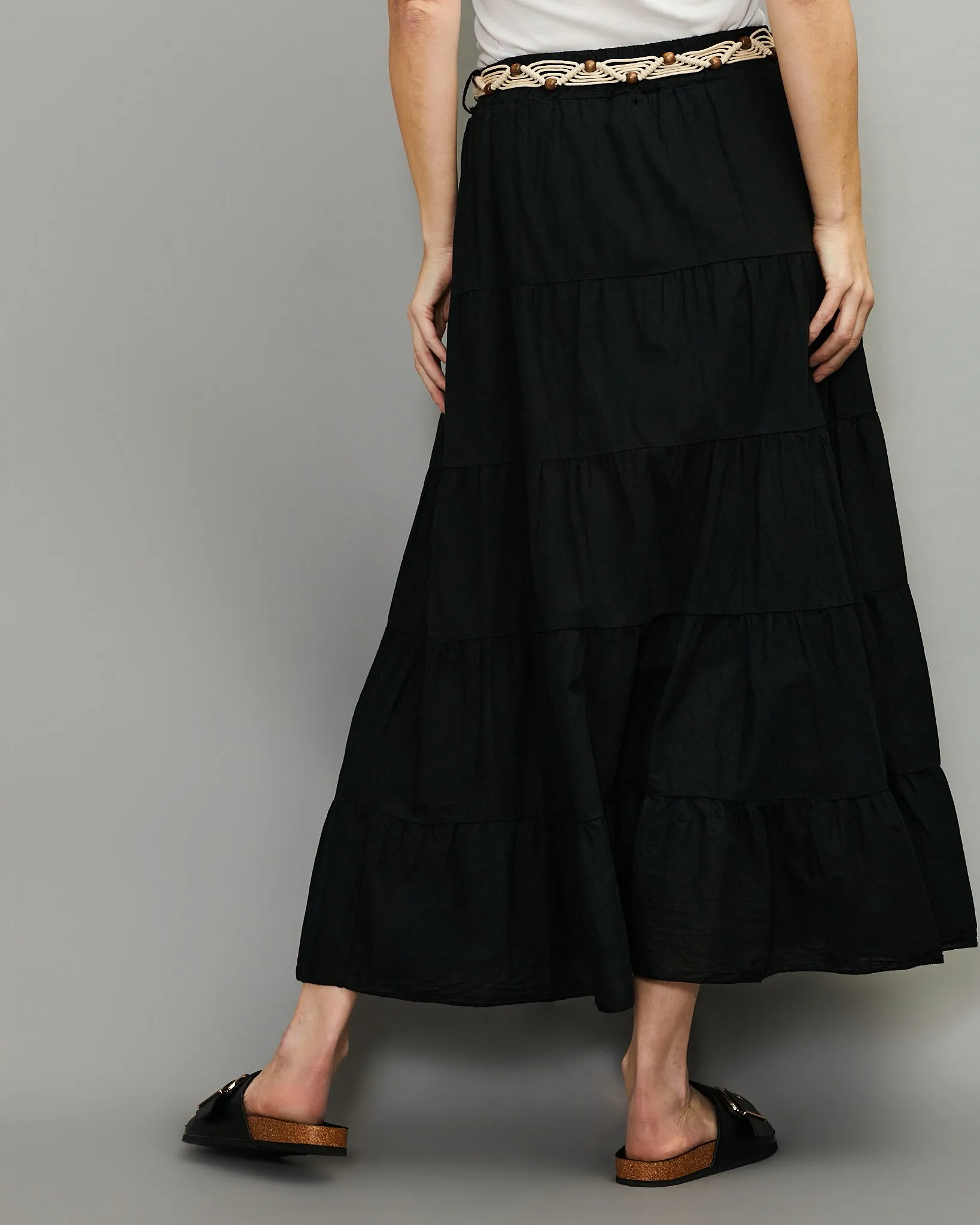 Layered Cotton Belt Skirt