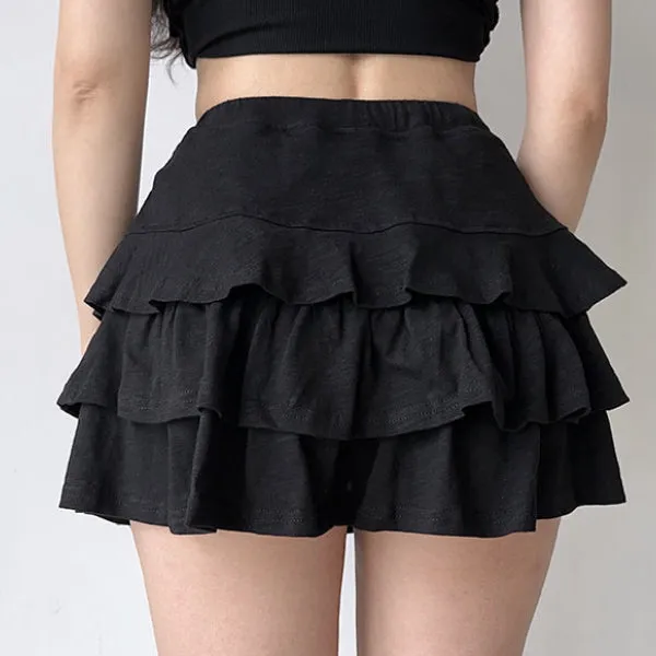Layered lace lace short skirt