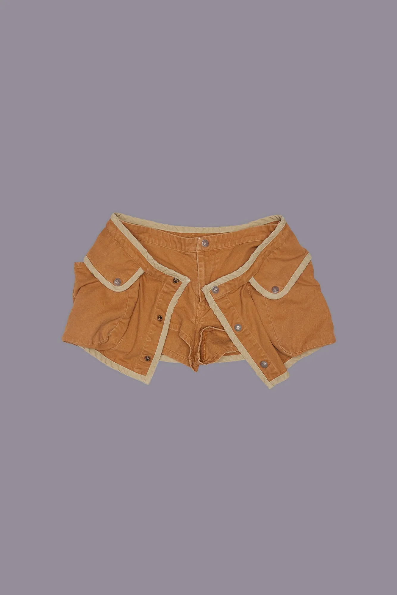LAYERED SKORT - LIGHT BROWN W/KHAKI