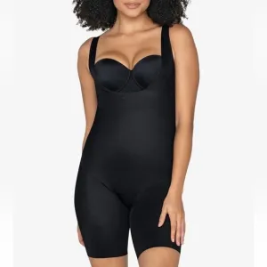 LEONISA Women's Undetectable Step-In Mid-Thigh Body Shaper BLACK SIZE MEDIUM