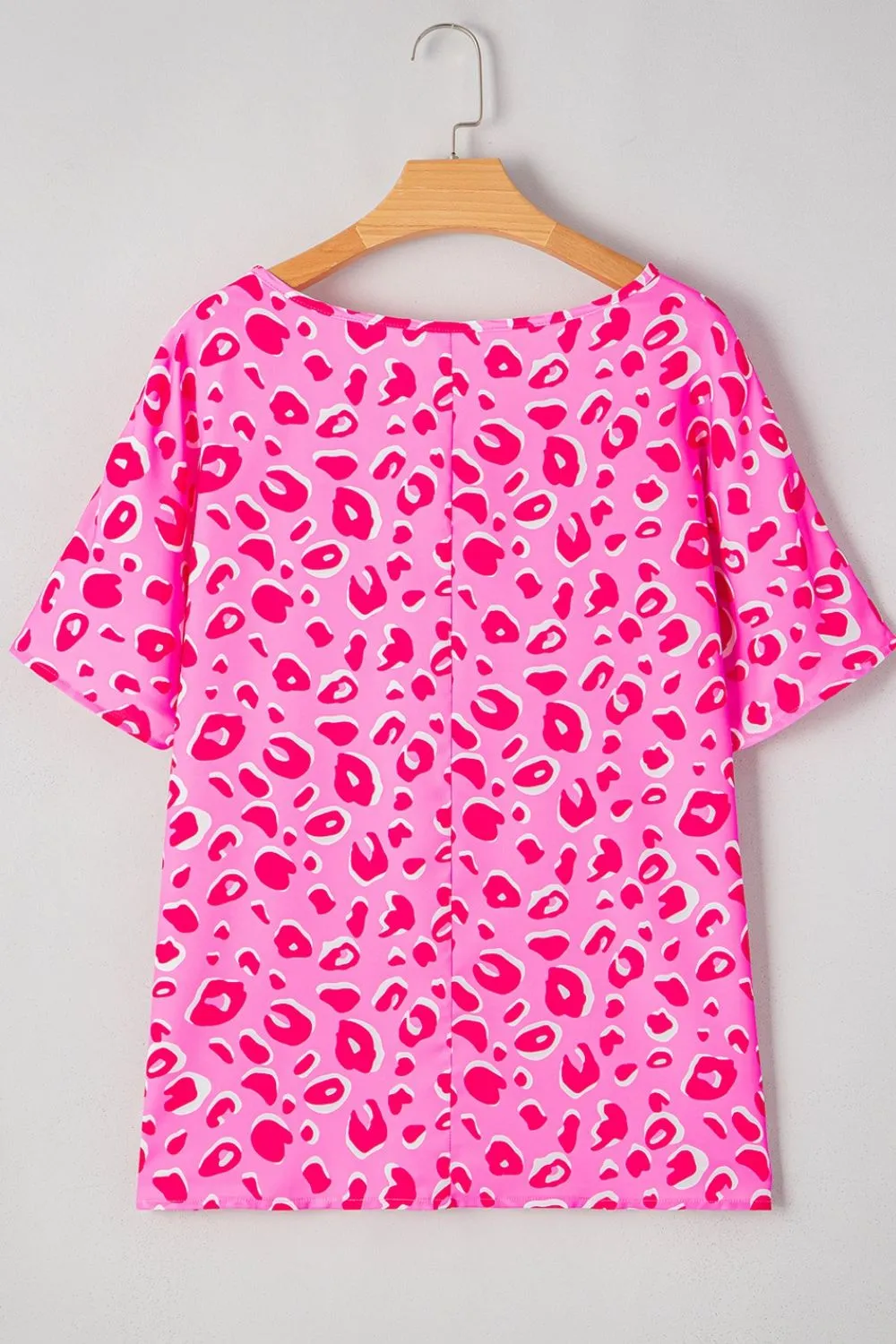 Leopard V Neck Loose Short Sleeve Top