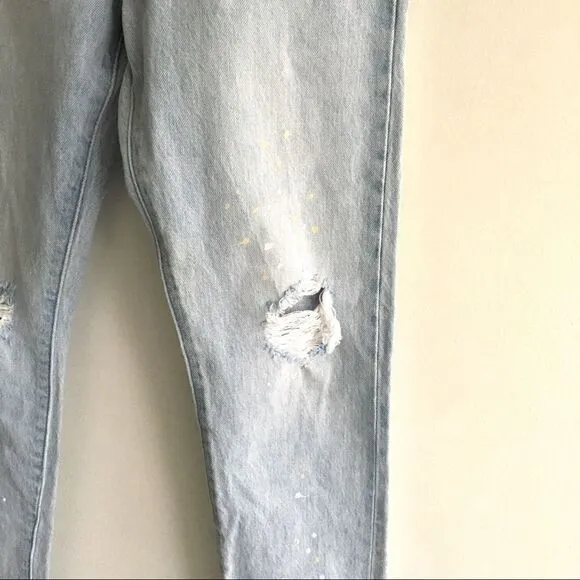 LEVI’S 501 Skinny High Rise Denim Jeans Destroyed Light Blue 24