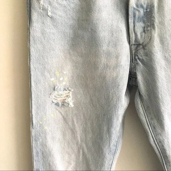 LEVI’S 501 Skinny High Rise Denim Jeans Destroyed Light Blue 24