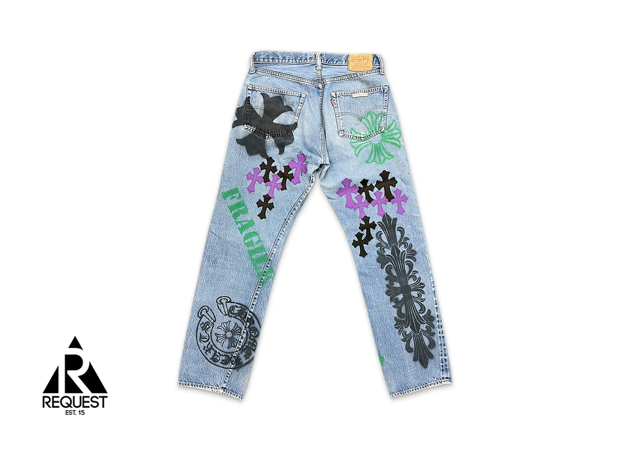 Levi's Light Wash Stencil Denim "Black & Purple Crosses"