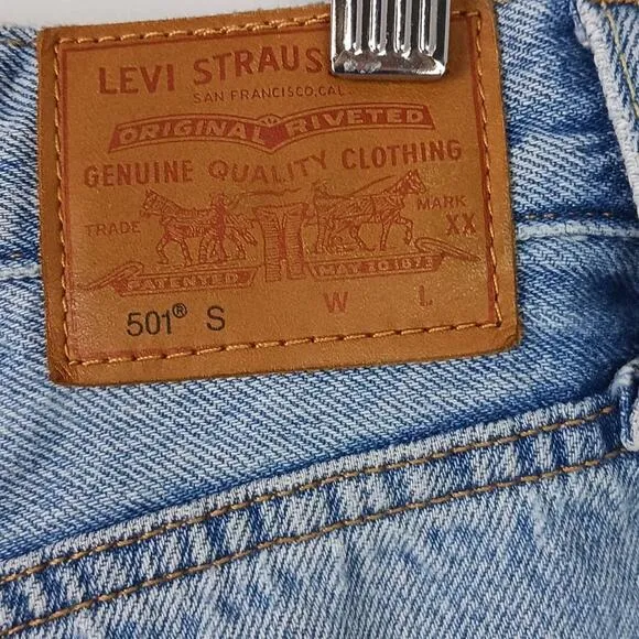 Levi's SZ 26/28 Premium Denim 501S Button Fly Light Wash Distressed Jeans