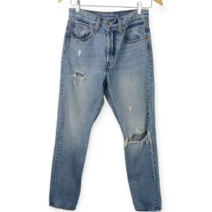 Levi's SZ 26/28 Premium Denim 501S Button Fly Light Wash Distressed Jeans