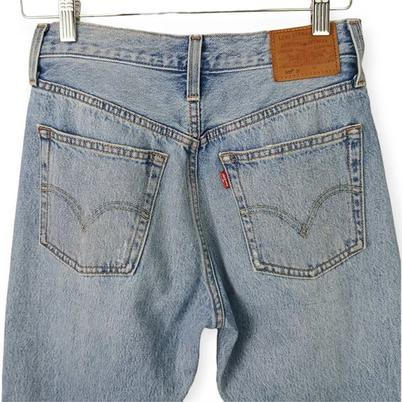 Levi's SZ 26/28 Premium Denim 501S Button Fly Light Wash Distressed Jeans