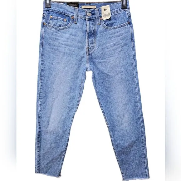 Levi's Wedgie Jeans Size 27 High Rise Tapered Fit Premium Button Fly Raw Hem NWT