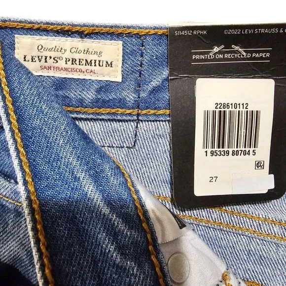 Levi's Wedgie Jeans Size 27 High Rise Tapered Fit Premium Button Fly Raw Hem NWT