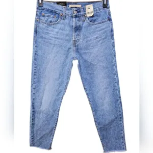 Levi's Wedgie Jeans Size 27 High Rise Tapered Fit Premium Button Fly Raw Hem NWT