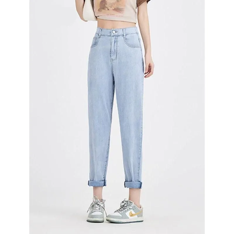 Light Blue Casual High Waist Harem Jeans