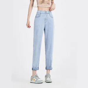 Light Blue Casual High Waist Harem Jeans