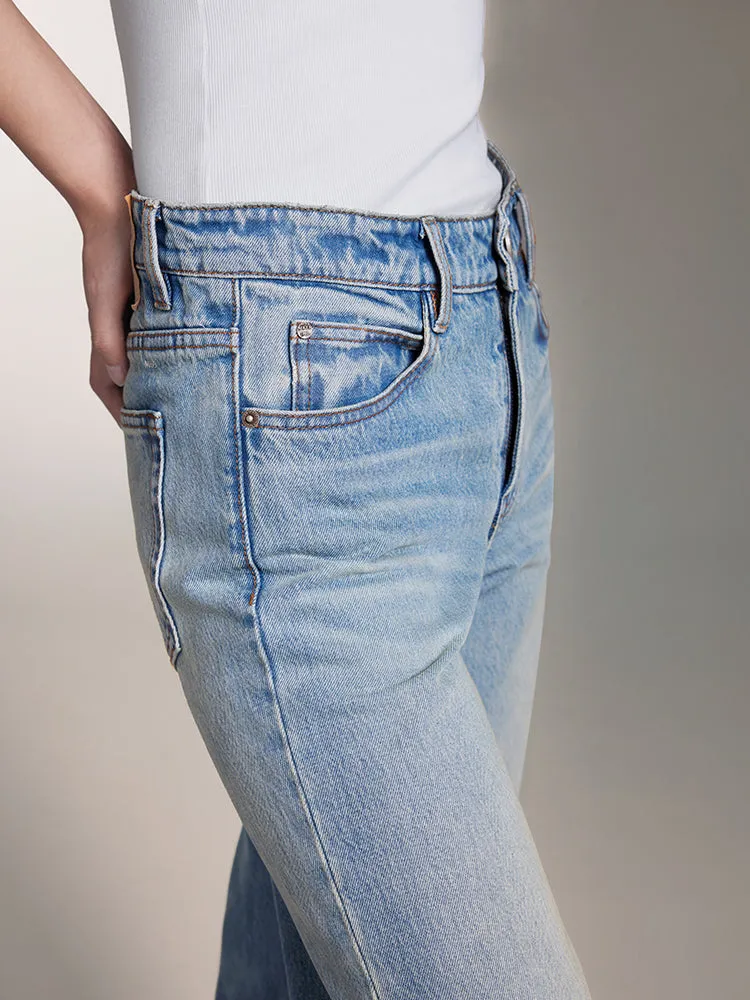 Light Blue Low-Rise Straight Fit Jeans