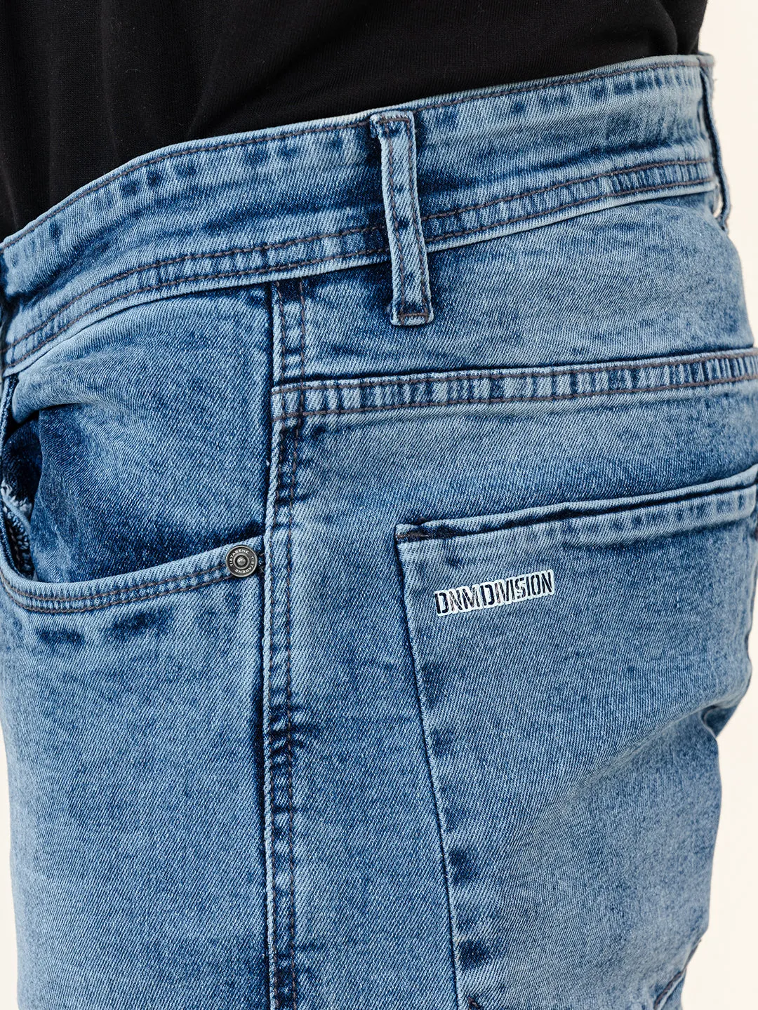 Light Blue Slim-Fit Ankle Length Mens Jeans
