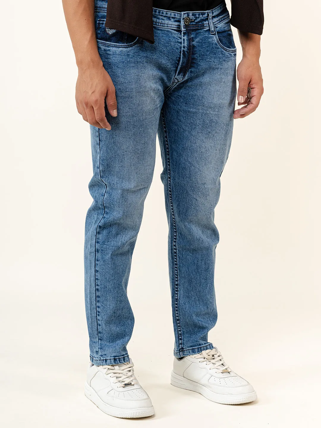 Light Blue Slim-Fit Ankle Length Mens Jeans