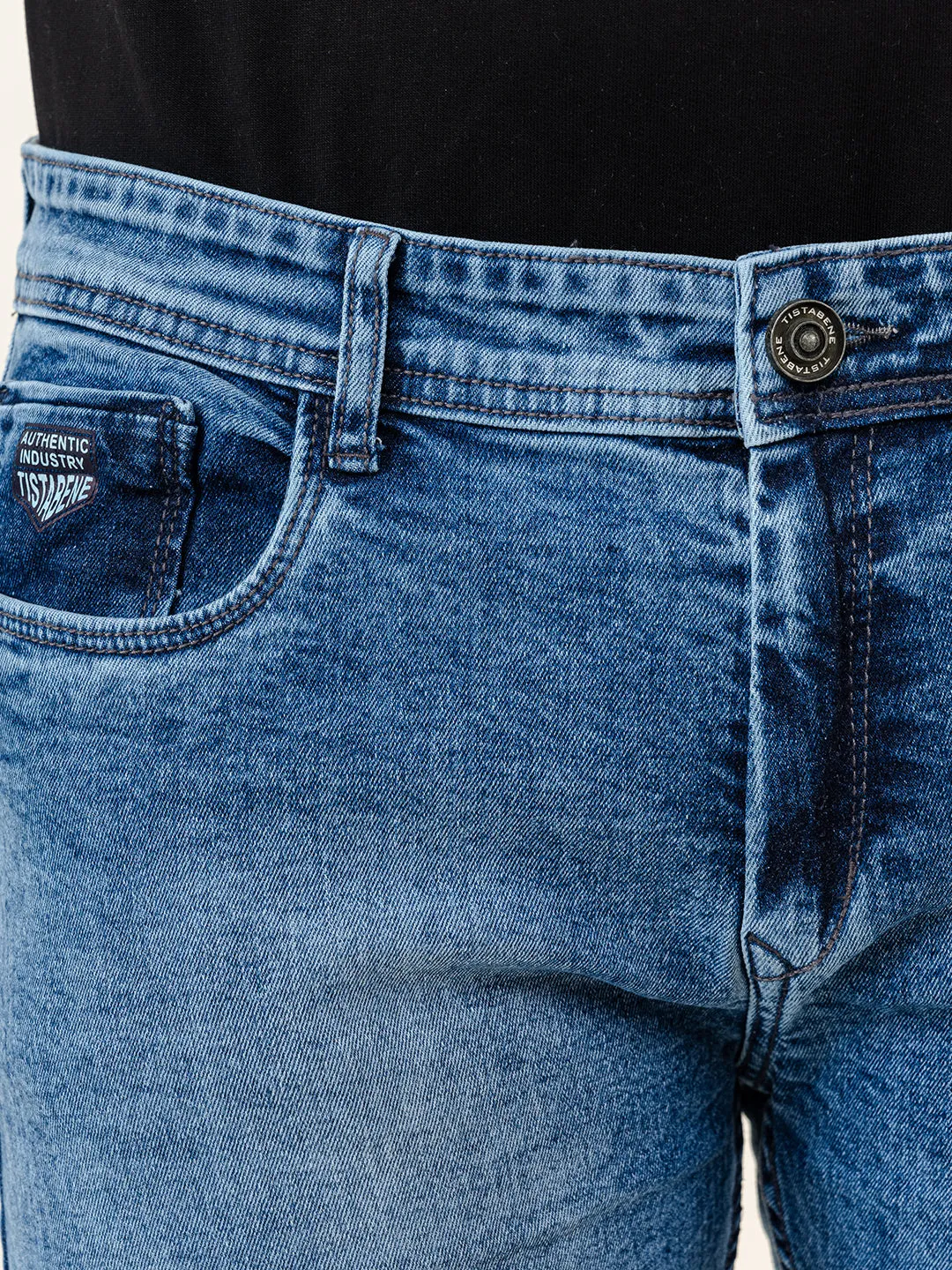 Light Blue Slim-Fit Ankle Length Mens Jeans