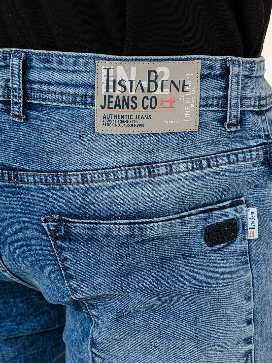 Light Blue Slim-Fit Ankle Length Mens Jeans
