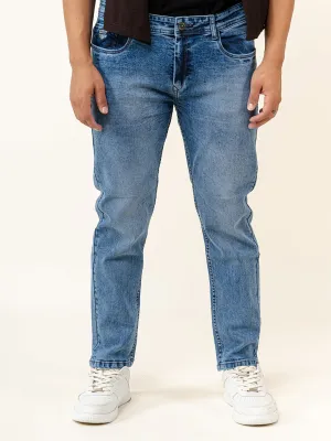 Light Blue Slim-Fit Ankle Length Mens Jeans