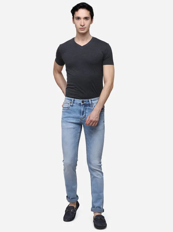Light Blue Slim Fit Solid Jeans | JadeBlue