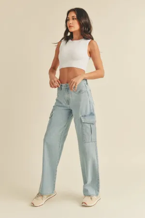 Light Denim Cargo Jeans