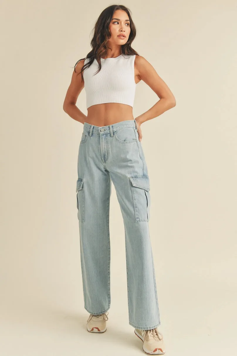 Light Denim Cargo Jeans