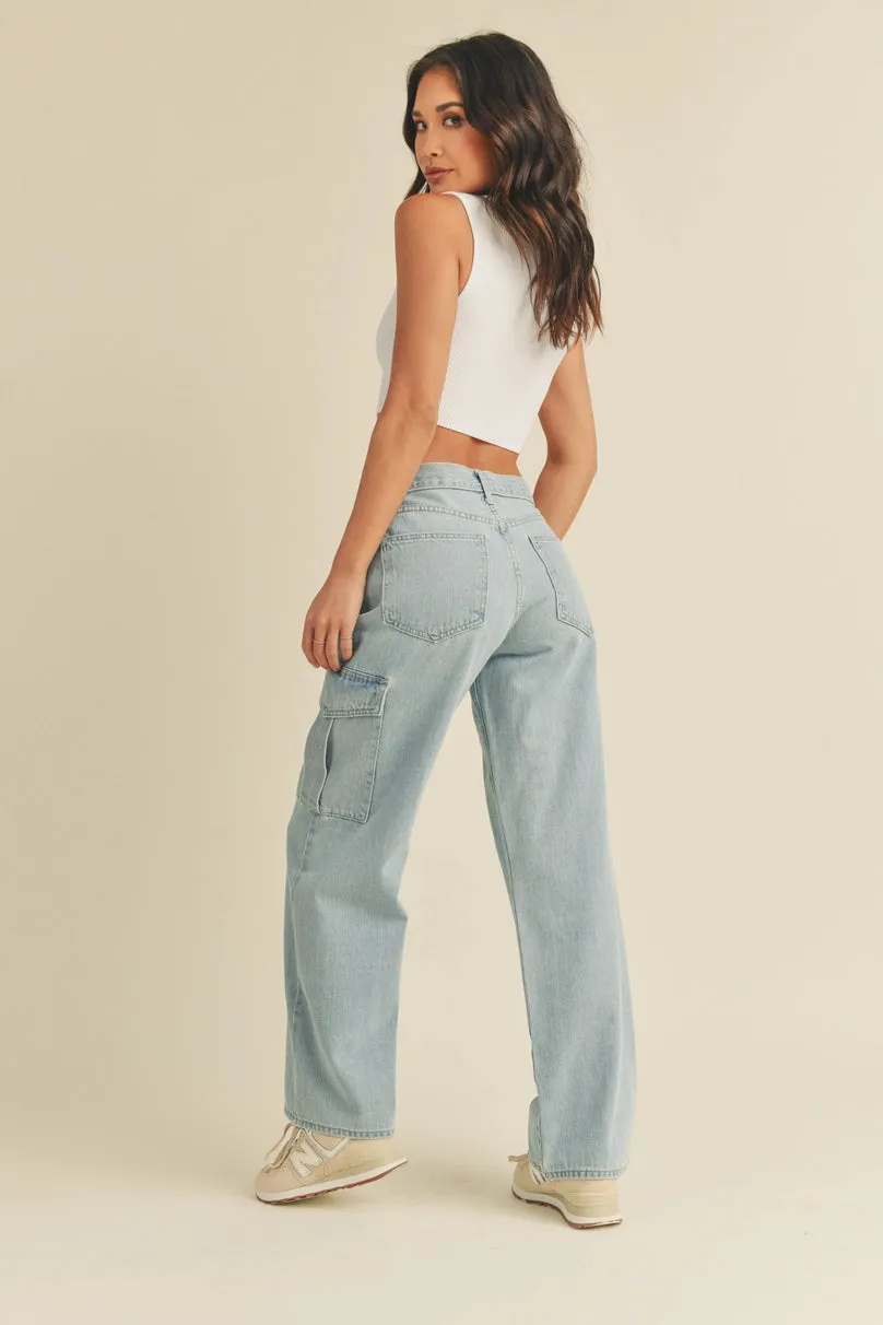 Light Denim Cargo Jeans