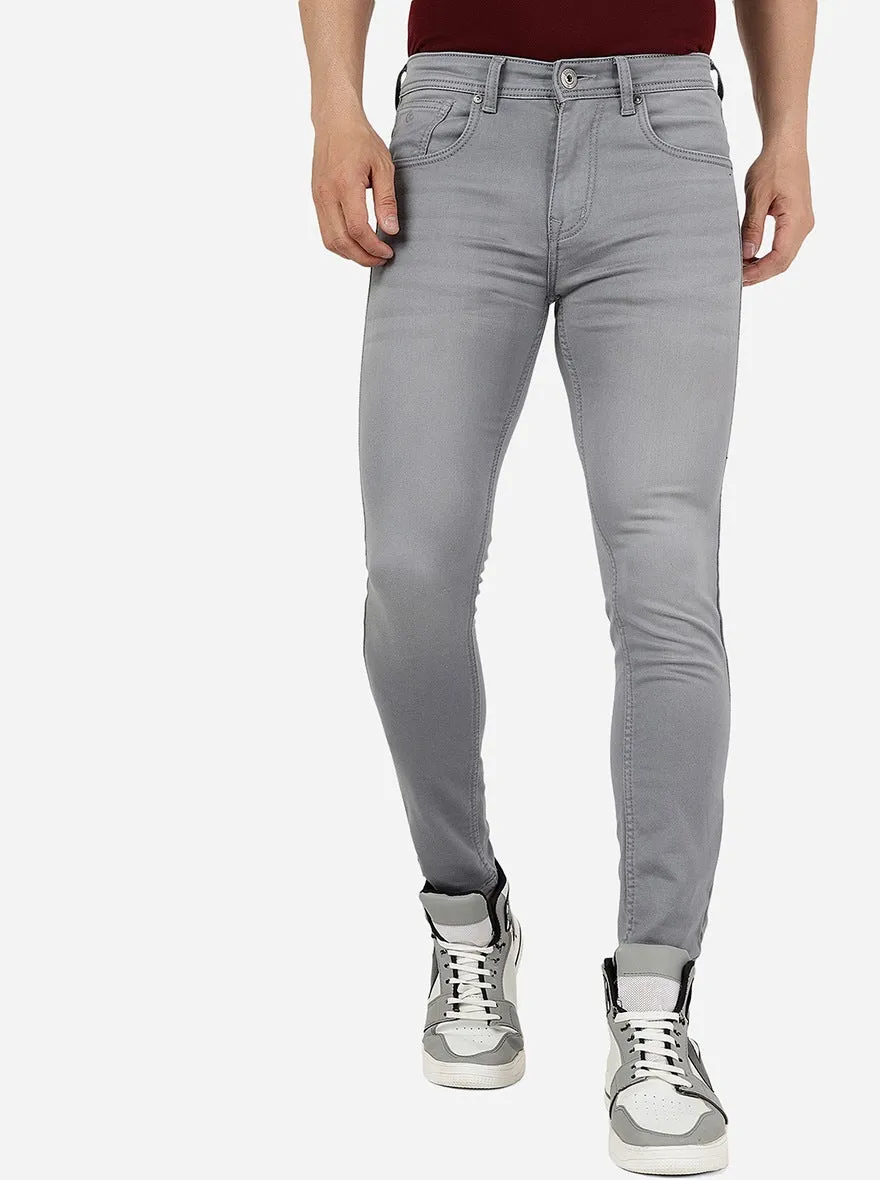 Light Grey Solid Urban Fit Jeans | Greenfibre