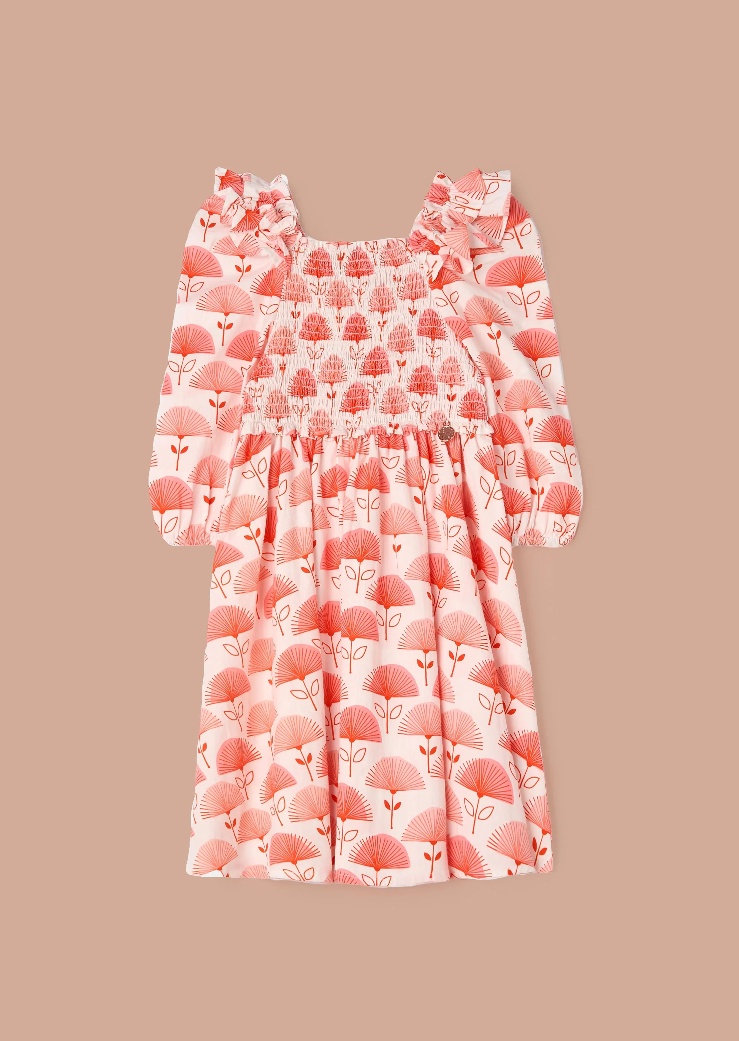 Lola Pink Ruffle Shoulder Print Dress