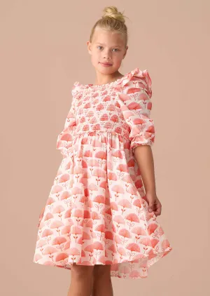 Lola Pink Ruffle Shoulder Print Dress