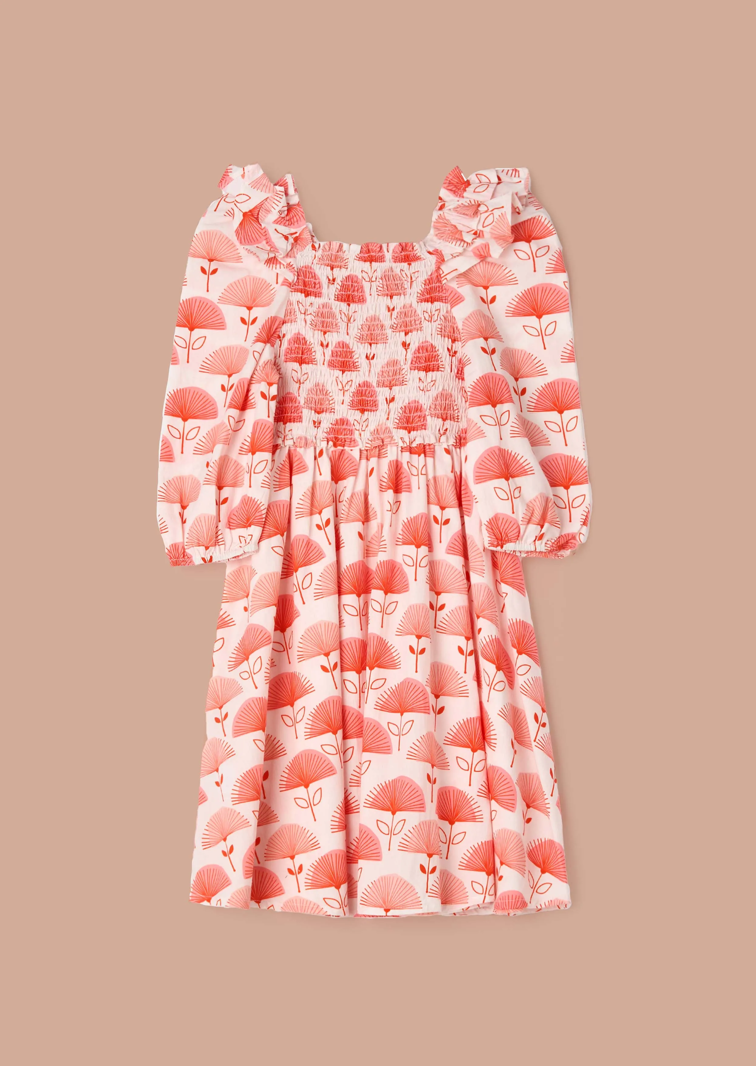 Lola Pink Ruffle Shoulder Print Dress