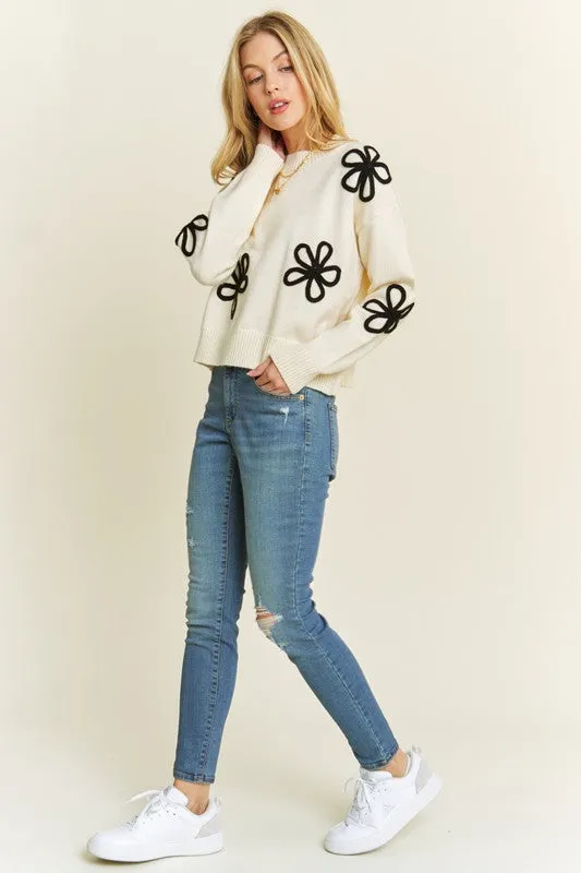 Long Sleeve Floral 3D Sweater