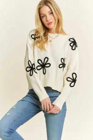 Long Sleeve Floral 3D Sweater